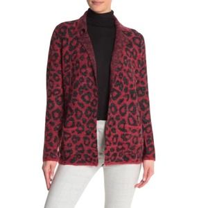 Joseph A. Leopard Print Open Front Cardigan